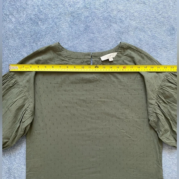 LOFT Anne Taylor 100% Cotton Oversized Sage Green Balloon Sleeve Blouse Size S - Picture 12 of 16